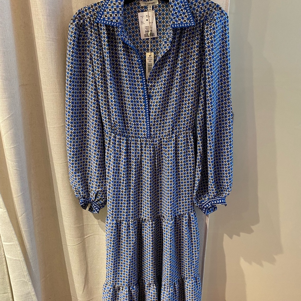 Elegant Blue Patterned Dress